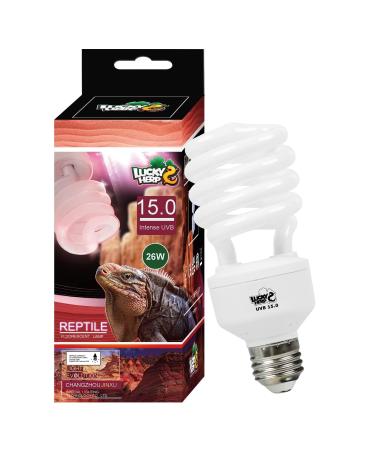 LUCKY HERP UVA UVB Reptile Light 26W 15.0 Intense UVB Bulb for Reptiles Terrarium Compact Fluorescent Lamp UVB15.0 26W