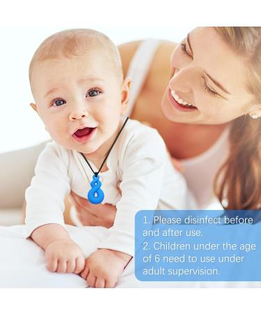 5Pcs Sensory Chew Necklace Blue Teether Chew Toys for Autistic Children | Anxiety Biting Needs Silicone Chewy Teether Toy - Food Grade Silicone for Kids Teething - Buy Online on SooperMarket.com