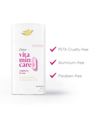 Dove VitaminCare+ Aluminum Free Deodorant Stick for 72H Odor Protection Raspberry & Rose Breathable Deodorant for Women 2.6 oz Raspberry + Rose 2.6 Ounce (Pack of 1) - Buy Online on SooperMarket.com