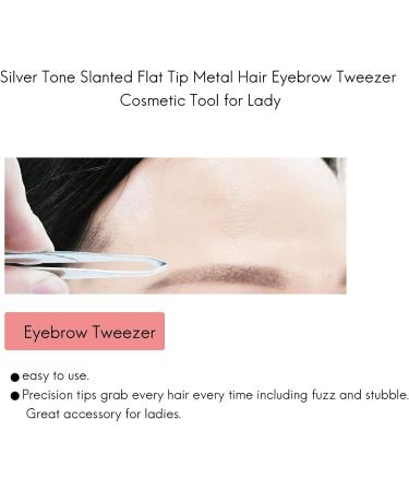 Peowuieu Silver Tone Slanted Flat Tip Metal Hair Eyebrow Tweezer Cosmetic Tool for Lady - Buy Online on SooperMarket.com