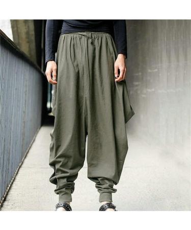 Mens Casual Elastic Waist Yoga Harem Pants - Army Green X-Large - Buy Online on SooperMarket.com