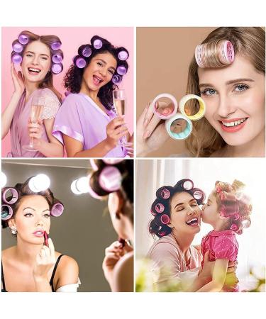 Jumbo Hair Rollers Set Hair Rollers Self Grip Curlers For Long Hair No Heat Curlers Heatless Hair Rollers With Clips & Comb 24 Packs (Blue Purple Red Green 24Pcs) - Buy Online on SooperMarket.com