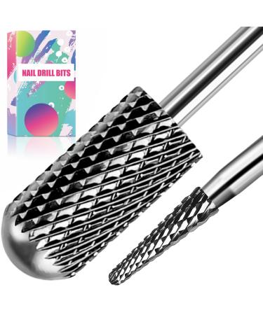 Nail Drill Bits 3/32 Cuticle Clean Bit Tungsten Carbide 2Pcs Nail Bit for Nail Drill Medium Nail Bit Smooth Round Top Barrel Head with Cuticle Bit Great for Gel Polish Natural Nail and Side Walls shape point Coarse Medium