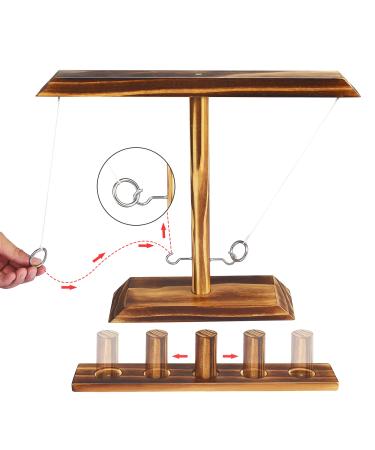 Bestdon Ring Toss Games for Adults, Fast-Paced Interactive Toss Games with Shot Ladder Bundle, Outdoor Indoor Handmade Wooden Hook and Ring Game for Bars, Home, Large