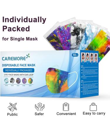 Individually Wrapped Tie Dye Disposable Face Masks - Breathable Design - Buy Online on SooperMarket.com