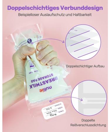 Nuliie 120-Piece BPA-Free Breast Milk Storage Bags - Temperature-Sensitive Spout-Proof Space-Saving (180ml) - Ideal for Breastfeeding - Buy Online on SooperMarket.com