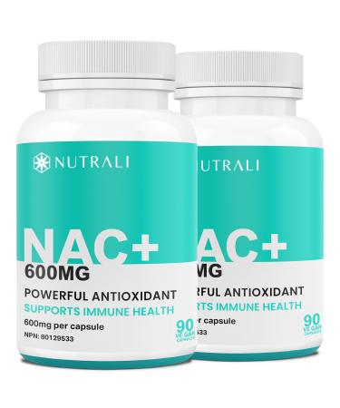 MAXIMUM POTENCY 600mg NAC Capsules (N-Acetyl-L-Cysteine) Supplement Powerful Antioxidant Glutathione Support Liver Support Vegan Gluten Free. 90 Easy to Swallow Capsules. 2 Pack 180 count (Pack of 1)