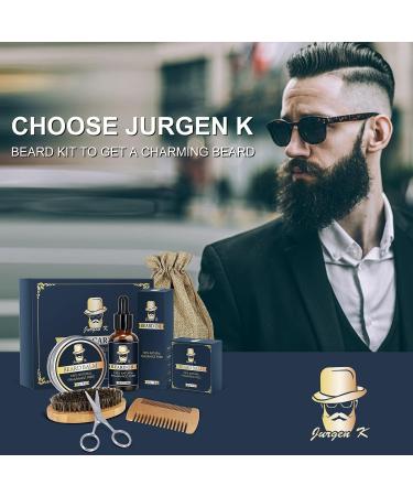 Jurgen K Beard Grooming Kit for Men - Beard Oil, Balm, Brush, and Comb Set - Buy Online on SooperMarket.com