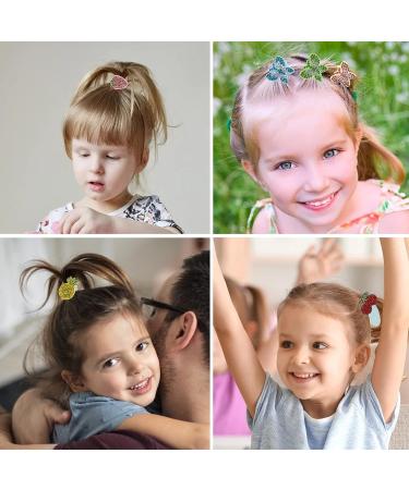 Fishdown 30 Pcs Glitter Hair Ties for Girls - Sparkly Ponytail Holders for Toddlers with Rhinestone Sequin Designs - Cute Cartoon Hair Accessories for Kids - Buy Online on SooperMarket.com