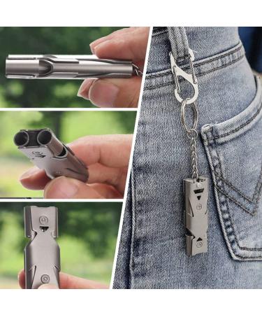 Zeaybsr 2-Piece Stainless Steel Emergency Pipe 150dB Outdoor Survival Keychain for Camping & Hiking (Black & Gray) - Buy Online on SooperMarket.com