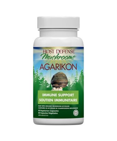 Host Defense Agarikon Mushroom 60 Capsules Immune Support Mushroom Supplement with 55% Polysaccharides & 1000mg Agarikon Mushroom Powder per serving