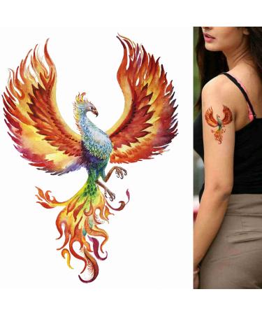 Dopetattoo 6 Sheets Temporary Fake Tattoos for Men Adults Phoenix Temporary Fake Tattoo for Women Neck Arm Chest for Woman