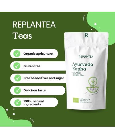 Ayurveda Tea Kapha Organic 100g (50 Cups) | Herbal Loose Leaf Tea with Ginger Lemon Liquorice Cinnamon Lemongrass REPLANTEA - Buy Online on SooperMarket.com
