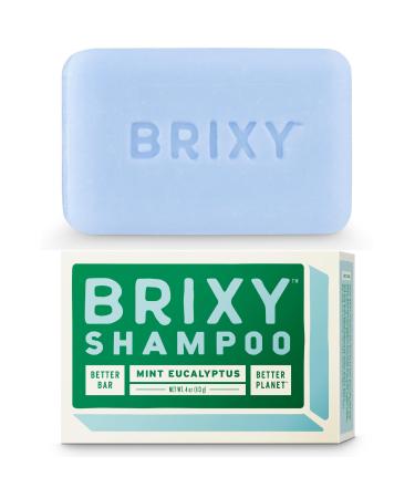 BRIXY Balance Shampoo Bar For Oily Hair Argan Oil & Provitamin B Gently Removes Oil Styling Product & Hard Water Build-up pH Balanced Color Safe Vegan Plastic Free - Mint Eucalyptus Mint Eucalyptus 4 Ounce (Pack of 1)