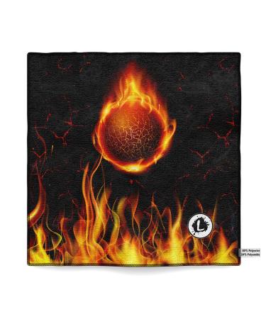 Logo Infusion - Dye-Sublimated Microfiber Bowling Towel - One Sided Print - Fun Style 0627 Flaming Ball
