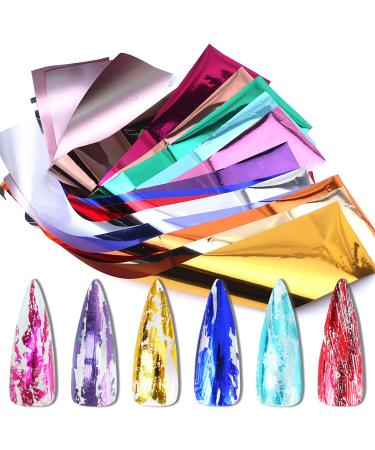 14 Colors Metallic Nail Foil Transfer Stickers Nail Art Accessories Holographic Effect Nail Foils Supply Gold Silver Matte Transfer Foils Nail Decals for Women Girls Manicure Tips Decoration A1
