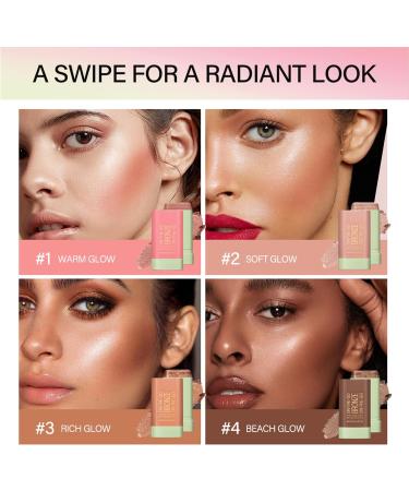 Highlighter Makeup Stick - Waterproof Glitter Cream Highlighter - Bronzer Contour Face Makeup - Long-lasting 3-in-1 Multi Uses for Face Body Eyeshadow (2#soft glow) 2#soft glow 1 g (Pack of 1) - Buy Online on SooperMarket.com
