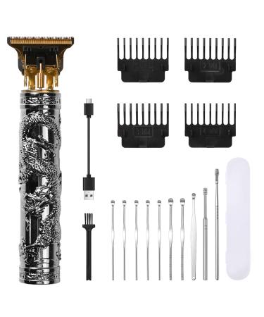 Hair Clipper with Earpick Accessories Professional Cordless Hair Trimmer Barber Trimmer Rechargeable T Type Classical Sculpting Texture Hair Trimmer Hair Clippers