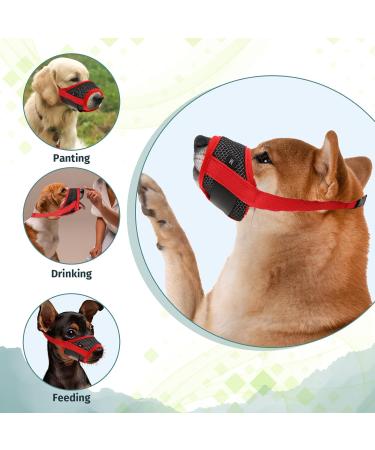 Shop Wllhyf Soft Nylon Dog Muzzle | Breathable & Comfortable Biting Chew Prevention | Adjustable Muzzle for Small Dogs (Red M) - Buy Online on SooperMarket.com