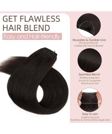 Wire In Hair Extensions One Piece 20inch #1B Natural Black 100% Real Remy Human Hair Natural Invisible - Buy Online on SooperMarket.com