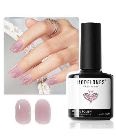 Modelones Jelly Gel Nail Polish 15ML Grey Pink Translucent Sheer Nude Colors Neutral Skin Tone Gel Polish Soak off U V LED Cured at Home Salon DIY French Manicure Nails Art Jelly Grey