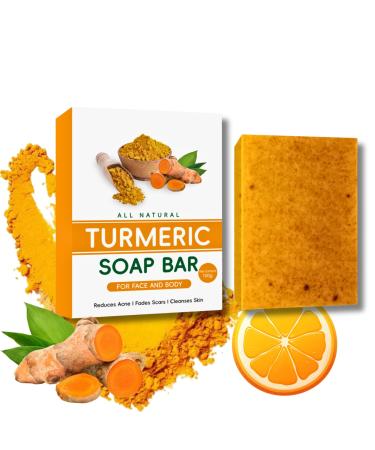 Turmeric Kojic Acid Soap Turmeric Soap Nature Turmeric Soap Dark Spot Corrector Pure Turmeric Handmade Soap Bar For Face & Body Moisturizing Erase Fine Lines Friendly Vegan&Cruelty Free