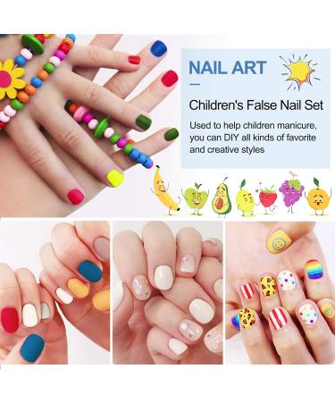Kalolary 600PCs Children False Nails | Glue-On Artificial Fingernails | Natural Acrylic Nail Tips | Full Cover Short Fake Nails | Perfect Gift for Girls - Buy Online on SooperMarket.com
