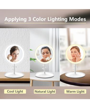OUOYYO Travel Mirror - 25 LED Touch Screen Lighted Makeup Mirror | Dimmable Brightness, 3 Modes | Portable & Compact Vanity Mirror for Women (White) - Buy Online on SooperMarket.com