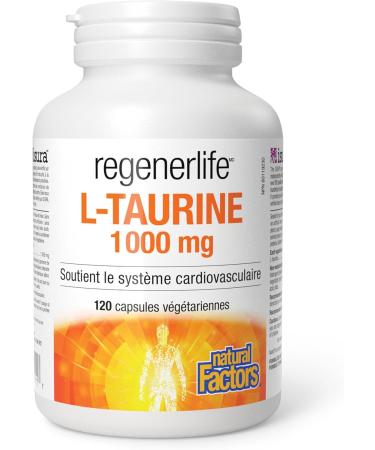 Natural Factors Regenerlife L-Taurine 1000 mg 120 vegetarian capsules Supports Cardiovascular Function - Buy Online on SooperMarket.com