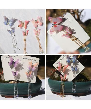 GOLD XIONG PADISHAH Double Butterfly Tassel Hair Pin Clips - Blue | Hair Accessories for Women and Girls - Buy Online on SooperMarket.com