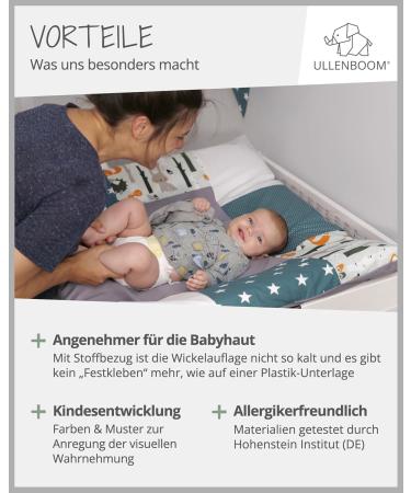 ULLENBOOM 75x85 cm Forest Animals Petrol Baby Diaper Pad Cover - Removable Cotton Changing Table Mat (EU Made) - Buy Online on SooperMarket.com