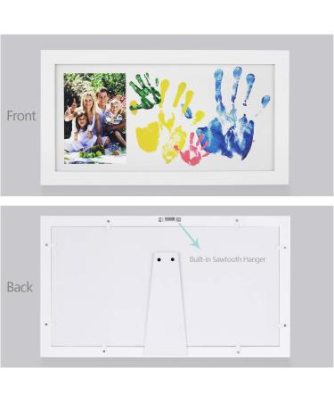 NWK DIY Family Photo & Hand/Footprints Kit | 10x17 White Wood Frame, Ink Pad & Non-Toxic Paints | Baby Shower/Christmas Gift for New Parents - Buy Online on SooperMarket.com