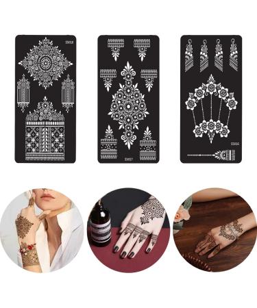 XMASIR 12 Sheets Henna Tattoo Stencils - Glitter Airbrush Temporary Tattoo Stickers - Indian Arabian Self Adhesive Templates - Buy Online on SooperMarket.com