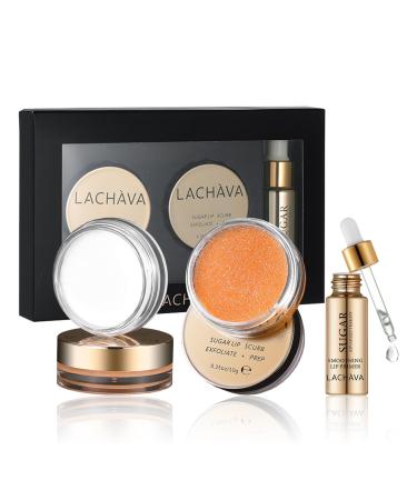 Lip Scrub and Balm Set 3 Pcs Lip Care Set - Hydrating Lip Glow Oil Moisturizing Lip Mask Lip Scrub Exfoliator - Nourishing Coconut Sugar Scrub Lip Treatment & Softening Lip Balm Gift Set