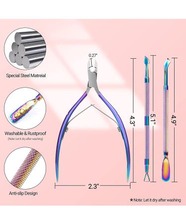 Melodysusie 4-in-1 Acrylic Nail Clippers Set - Stainless Steel Nail Tip Cutter, Cuticle Trimmer & More | Rainbow Purple Nail Art Kit - Buy Online on SooperMarket.com