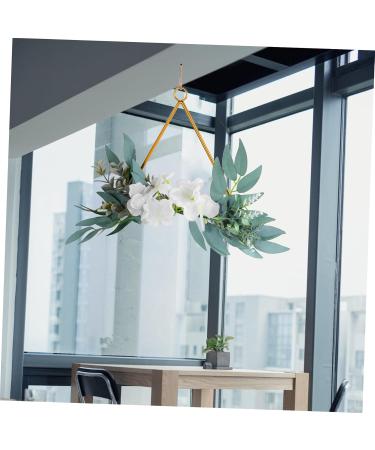 COOLHIYA Greenery Garland Wrought Iron gate Hanging Wreath Flowers Decoration Artificial Flower Garland Nordic Decor Door White 20x20cm - Buy Online on SooperMarket.com