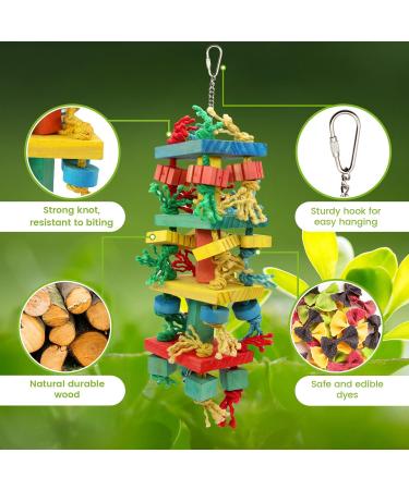 Large Parrot Toy for Climbing, Chewing & Preening - Multicolored Wooden Block Toy | MQUPIN M-22inch - Buy Online on SooperMarket.com