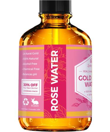 24K Gold Rose Water for Face by Leven Rose 100% Pure Organic Natural Moroccan Rosewater Face Spray 118 ml. - Buy Online on SooperMarket.com
