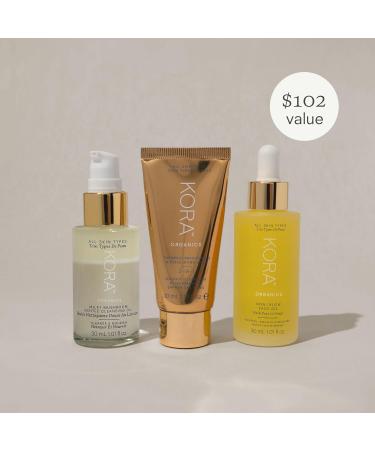 KORA Organics Nourish & Glow Trio Gift Set | Noni Glow Oil Turmeric Mask & Milky Mushroom Cleanser International Shipping Available - Buy Online on SooperMarket.com
