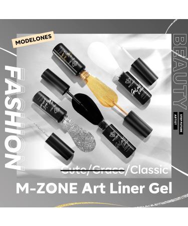 Modelones Gel Polish Nail Art Gel Liner Set - 4 Colors Classic White Black Silver Gold Glitter | French Tip Swirl Nails Design | Soak Off Thin Brush Gel Nail Art Supplies Kit | A-4 Colors Kit - Buy Online on SooperMarket.com