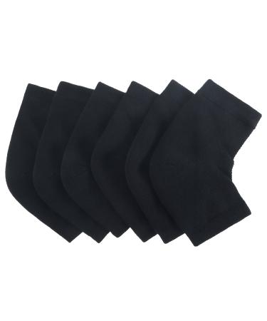 Soft Gel Heel Socks for Dry Hard Cracked Skin - Moisturizing Day/Night Care - 3 Pairs (Black) | Ventilated Open Toe Design - Buy Online on SooperMarket.com