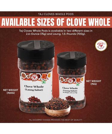 TAJ Cloves Whole Pods Laung 2.6oz (75g) - Premium Quality Spices for Cooking and Baking - Buy Online on SooperMarket.com