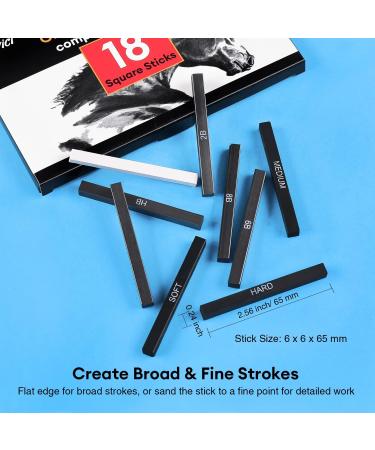 Dyvicl Compressed Graphite Charcoal Sticks - Pack of 18 for Sketching, Drawing, Shading & Blending - Buy Online on SooperMarket.com