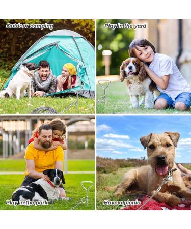 16ft Dog Tie Out Cable with Spiral Ground Stake - Up to 120lb Dogs - Perfect for Playing, Camping, and Backyard - White - Buy Online on SooperMarket.com
