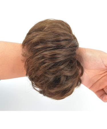 1 Piece Messy Hair Bun Chignon Ponytail in Medium Brown - Wavy Curly Hair Scrunchie Extension for Women - Buy Online on SooperMarket.com