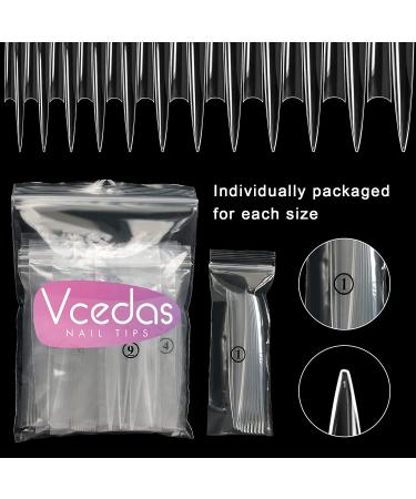 Vcedas 120PCS XXL Stiletto Half Cover Nail Tips - Clear Sharp Acrylic False Nails - Buy Online on SooperMarket.com