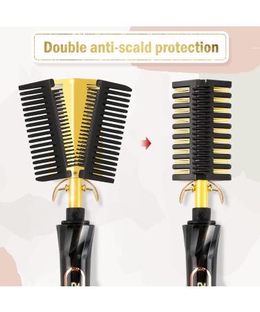 Ten-Tatent Electric Hot Comb Hair Straightener - Anti-Scald Double Sided Ceramic Beard & Hair Straightening Brush - Buy Online on SooperMarket.com