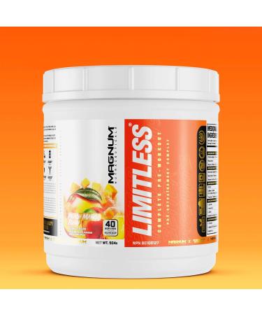 LIMITLESS Magnum 504g - Muscle Workout Powder Sport Pre Workout for Men and Women May Assist & Support Increase Energy Focus and Endurance - Peach Mango Rush - Buy Online on SooperMarket.com