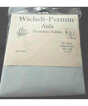 Wichelt Permin Aida Premium Fabric 14 Count 18" x 25" Icelandic Blue