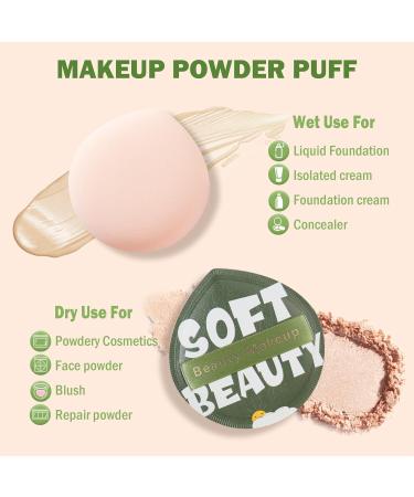 Corneria Large Makeup Sponge 2PCS - Super Soft Powder Puffs for Quick & Easy Makeup Application | Beauty Blender for Liquid Foundation & Loose Powder - Green - Buy Online on SooperMarket.com
